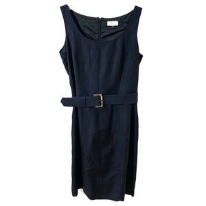NWT Tahari Arthur S Levine Classics Navy Blue Sleeveless Shift Dress Mid Length